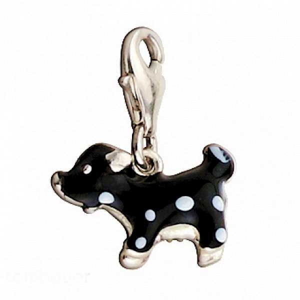 Anhänger Charm 925 Silber Hund schwarz