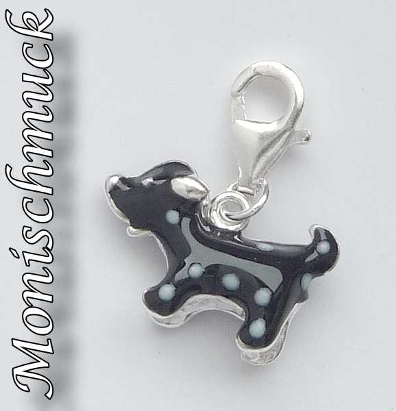 Anhänger Charm 925 Silber Hund schwarz