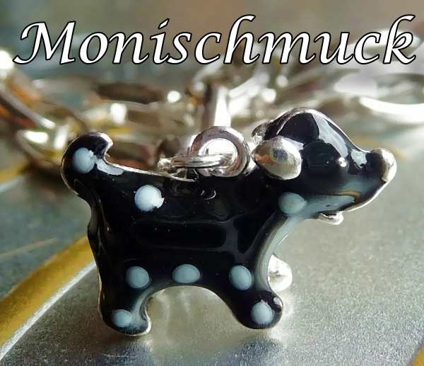 Anhänger Charm 925 Silber Hund schwarz