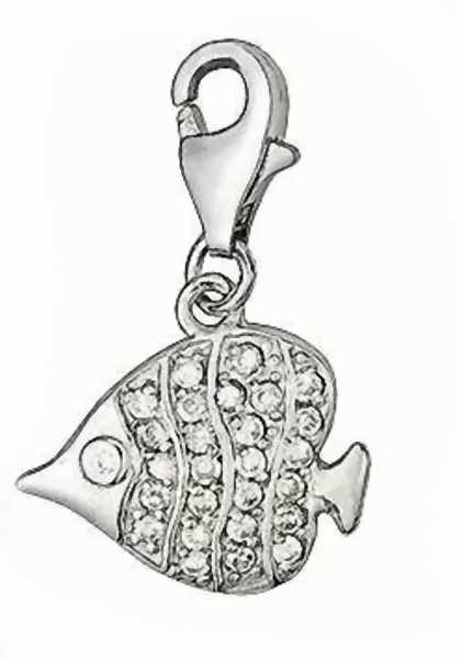 Anhänger Charm 925 Silber Zirkonia Fisch II