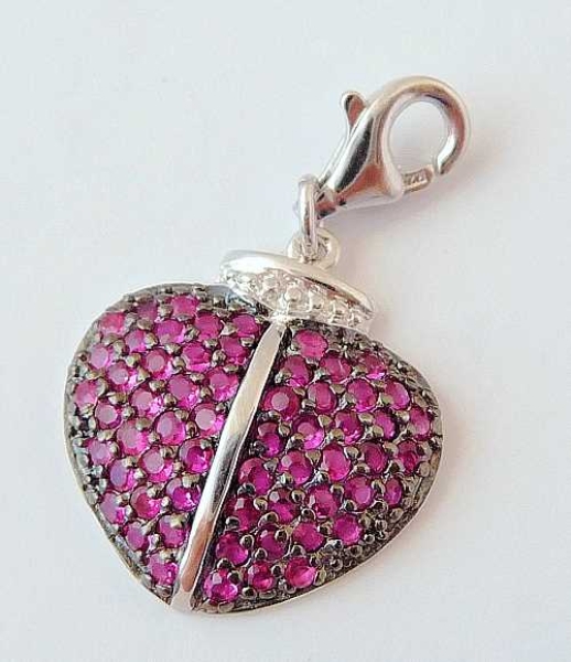 Anhänger Charm 925/- Silber Zirkonia Herz Pink