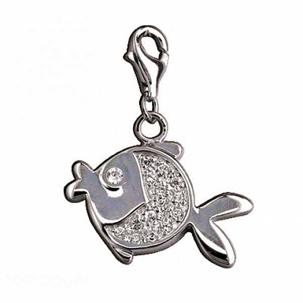 Anhänger, Charm Fisch II crystal 925