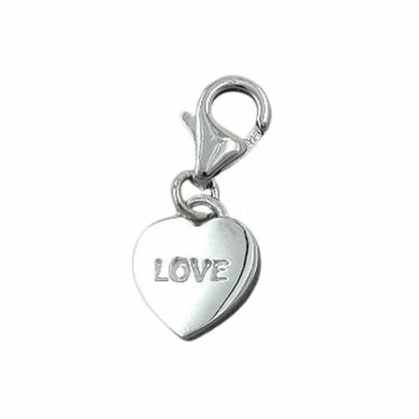 Anhänger, Charm Herz-LOVE, Silber 925