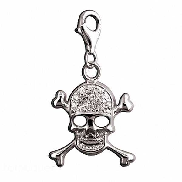 Anhänger, Charm Totenkopf Zirkonia