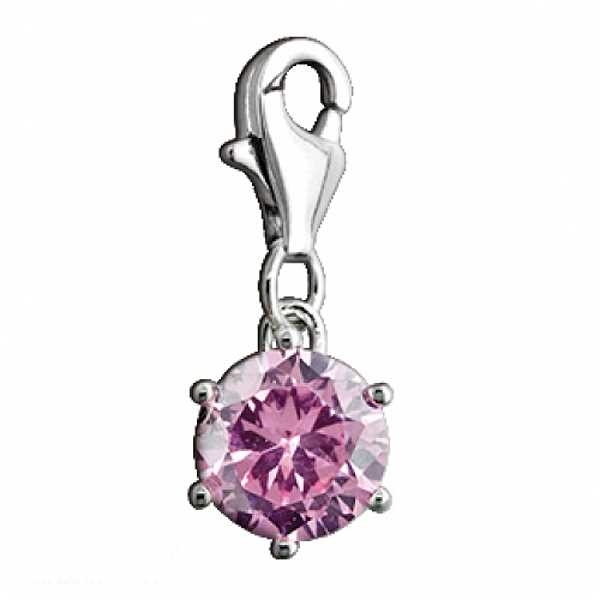 Anhänger, Charm Zirkonia pink