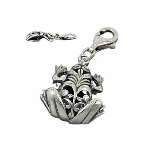 Anhänger, Charm, Frosch, Silber 925