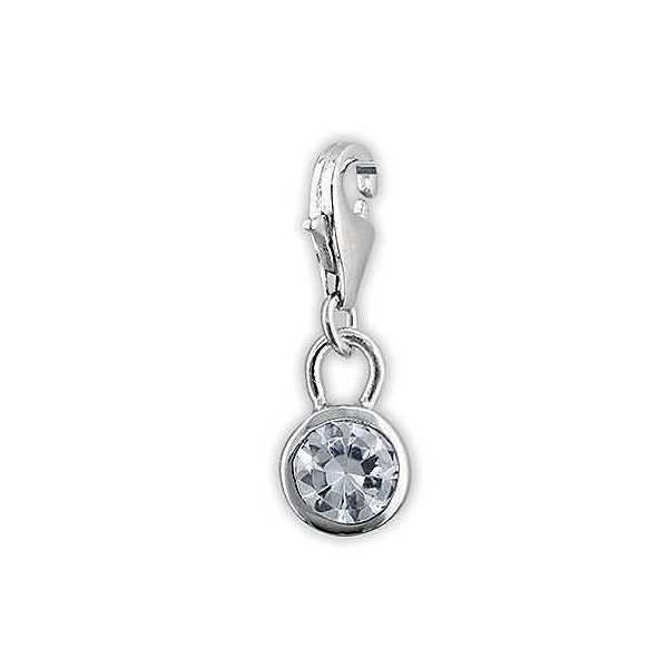 Einhänger Charm 925/- Sterling Silber Zirkonia rund