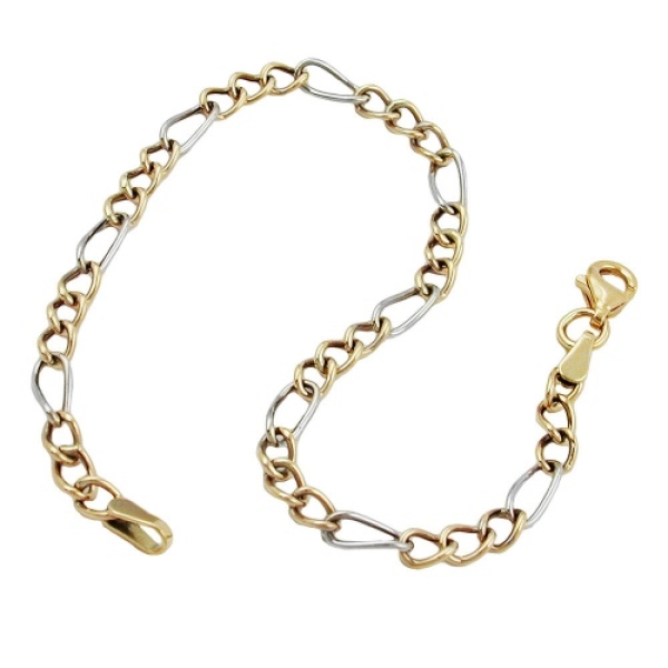 Armband 3,6mm Figaro Panzer bicolor 9Kt GOLD 19cm