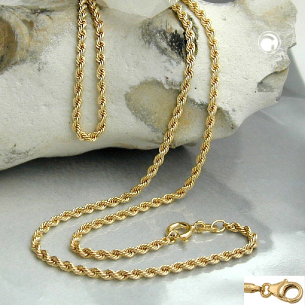 Kette 2mm Kordelkette 9Kt GOLD 45cm