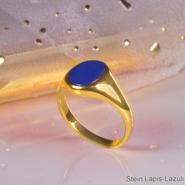 Siegelring ovale Platte Lapis Lazuli 10,5x9mm 585 Gold