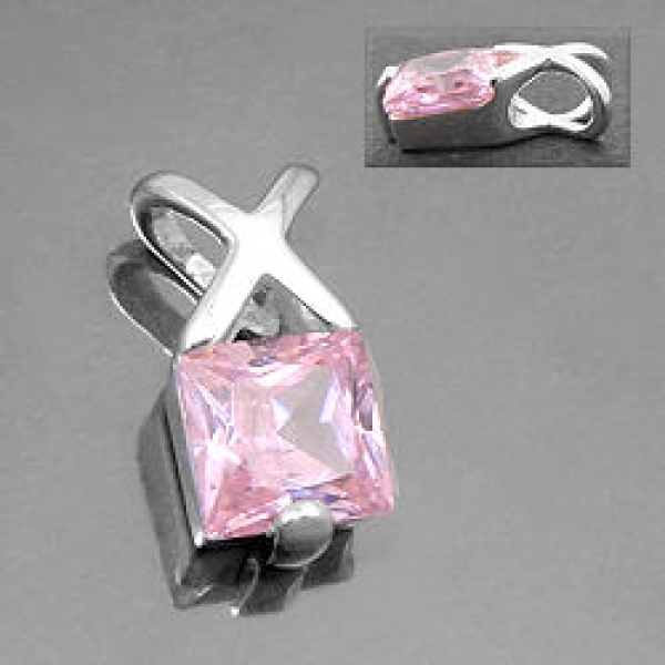 Anhänger 13x6mm Zirkonia pink Silber 925