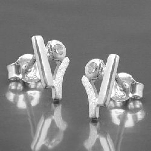 Ohrstecker Ohrring 10x5,5mm Zirkonia matt-glänzend Silber 925