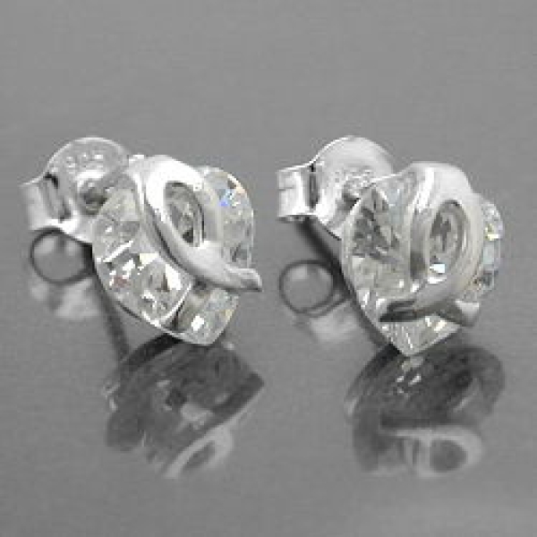 Ohrstecker Ohrring 7,5x7mm Herz aus Zirkonia Silber 925