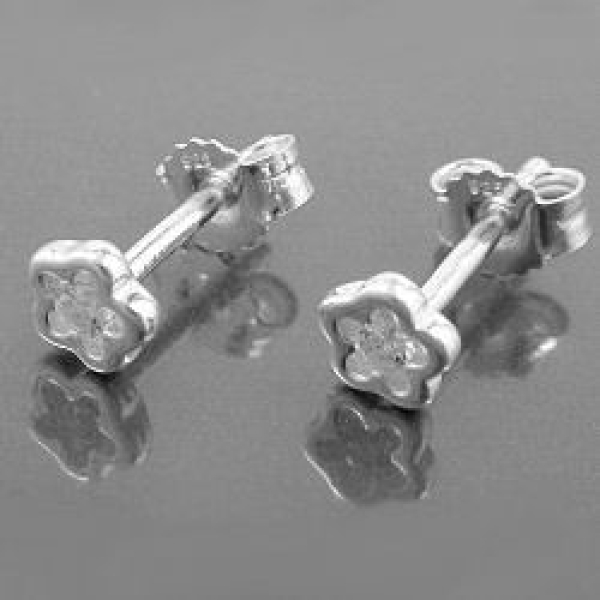 Ohrstecker Ohrring 5mm Kinderohrring Blume mit Zirkonia Silber 925