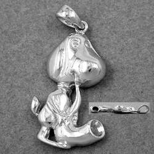 Anhänger 29x18mm Hund mit Saxophon Silber 925