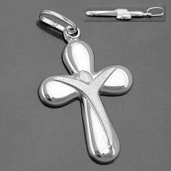 Anhänger 23x15mm Kreuz mit Jesus matt-glänzend Silber 925