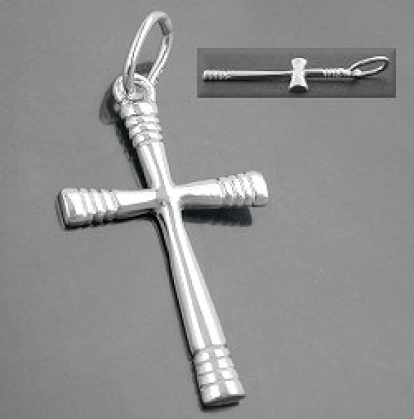 Anhänger 24x14mm Kreuz glänzend geringelte Enden Silber 925