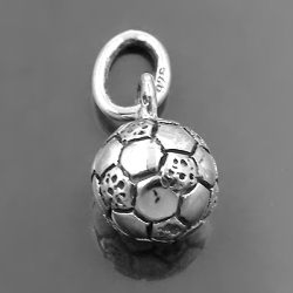 Anhänger 7mm Fußball mit Öse Silber 925