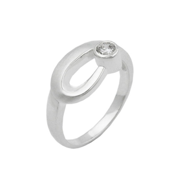 Ring 9mm Zirkonia gefasst matt-glänzend Silber 925 Ringgröße 56