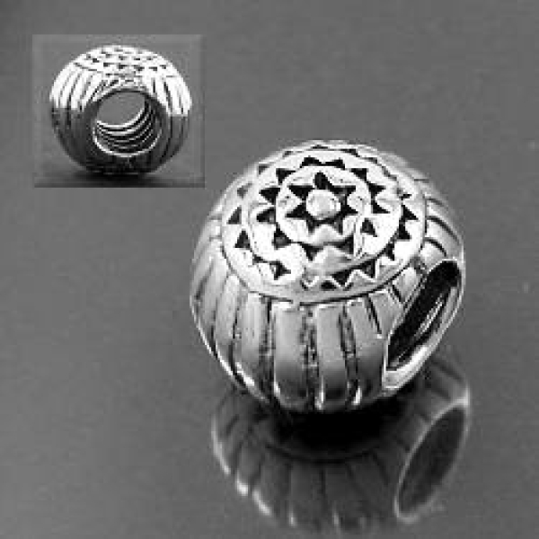 Anhänger 10x8mm Perle Bead antik geschwärzt rhodiniert Silber 925