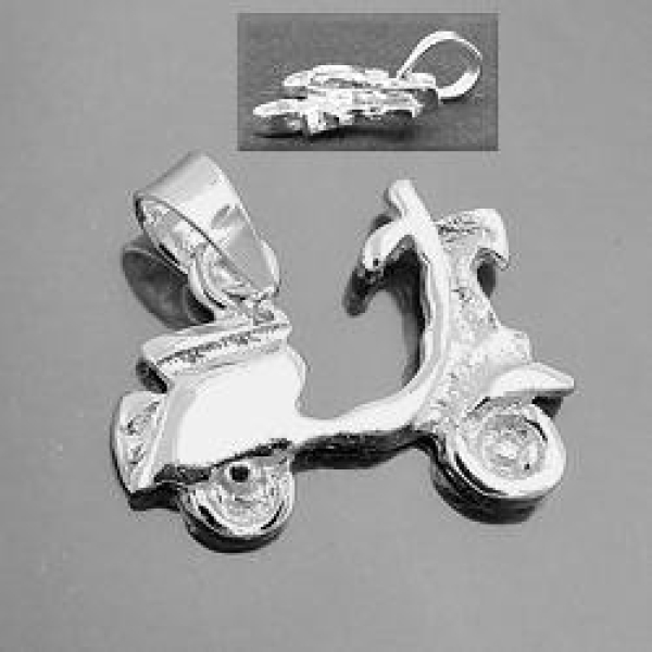 Anhänger 12x16mm kleiner Motorroller Silber 925