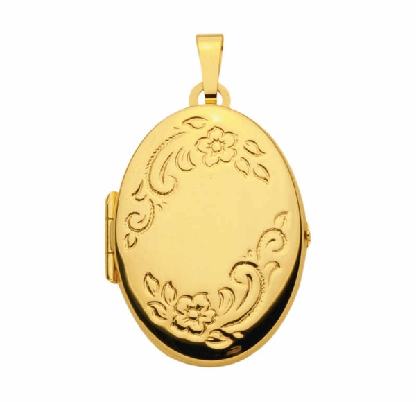 Medaillon oval Blumen II 21x28mm 8Kt GOLD