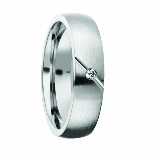 Partnerringe Freundschaftsringe 5,1mm mit/ohne Brillant strichmatt 925 Silber