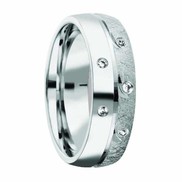 Partnerringe Freundschaftsringe 6,1mm mit/ohne Zirkonia eismatt poliert 925 Silber