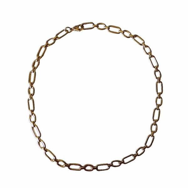 Kette Collier Edelstahl vergoldet oval 50cm