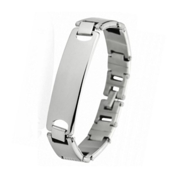 Armband Edelstahl ID Gravurplatte MODERN 20,5cm