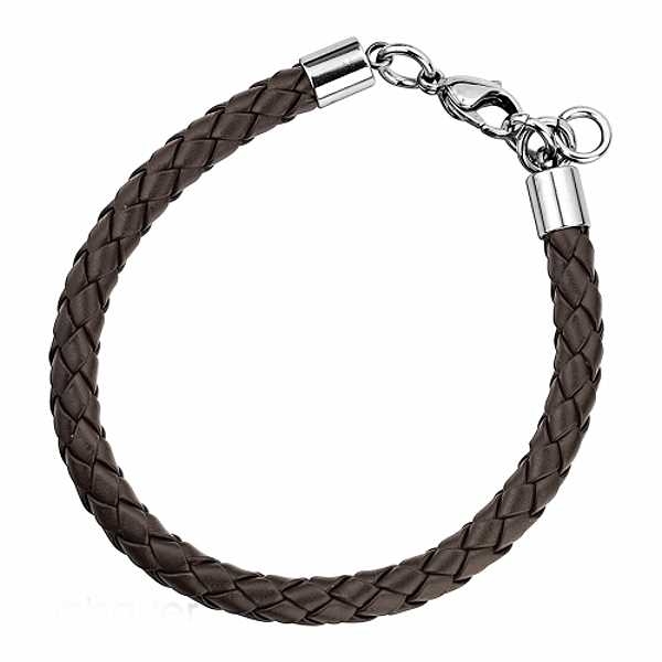 Armband Leder braun Edelstahl 20cm