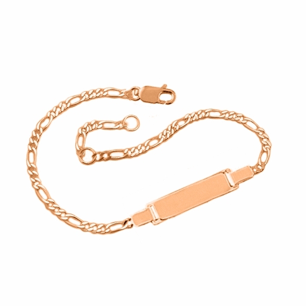 Schildarmband für Kinder 3,1mm Figarokette Gravurplatte Silber 925 rosé vergoldet 16cm