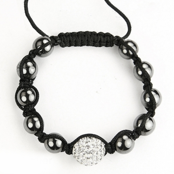 Shamballa Armband mit Kristallkugel und Hämatit