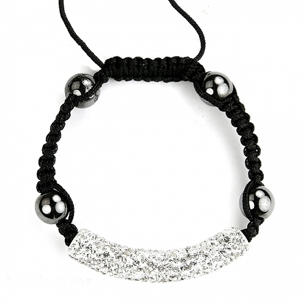 Shamballa Armband Schild mit Kristallen und Hämatit