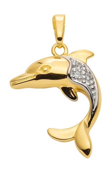 Anhänger Delfin mit Zirkonia 8Kt 333 GOLD