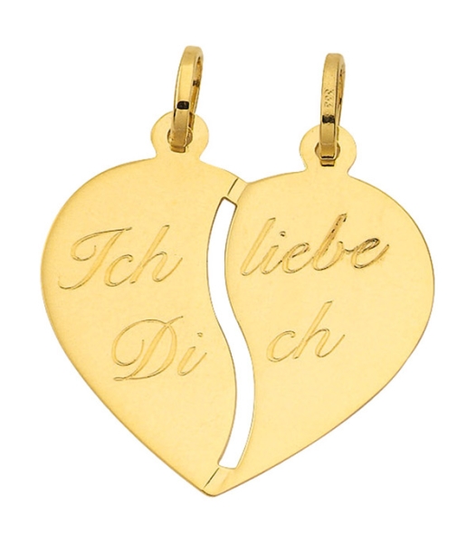 Partneranhänger Herz "Ich liebe Dich" 20x17mm 8Kt 333 GOLD