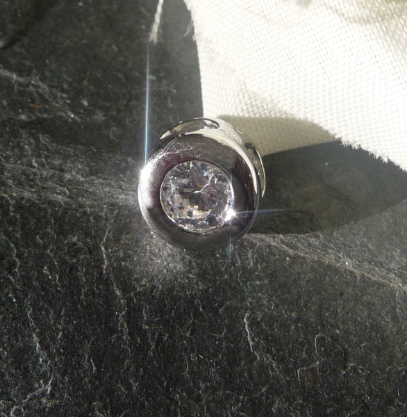 Anhänger 6,7mm Zirkonia rund in Zargenfasung glänzend rhodiniert Silber 925