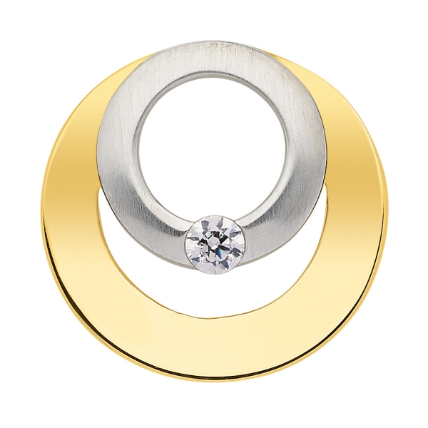 Anhänger rund bicolor 14mm Zirkonia 8Kt 333 GOLD