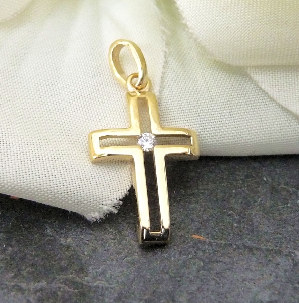 Anhänger Kreuz Zirkonia 12x17mm 8Kt 333 GOLD