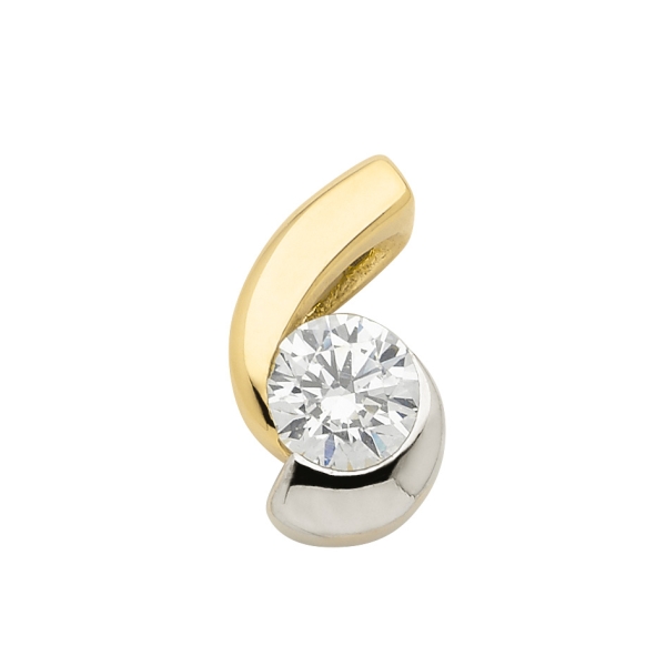 Anhänger bicolor 12mm Zirkonia 14Kt 585 GOLD