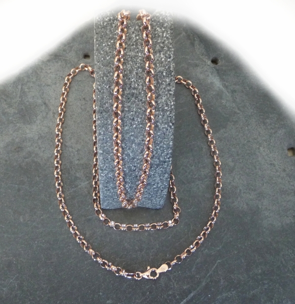 Kette Ankerkette 3,8mm rund Erbskette 40cm rose vergoldet Silber 925