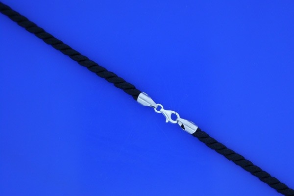 Collier Baumwollkordel 4 mm mit Karabiner Silber 925