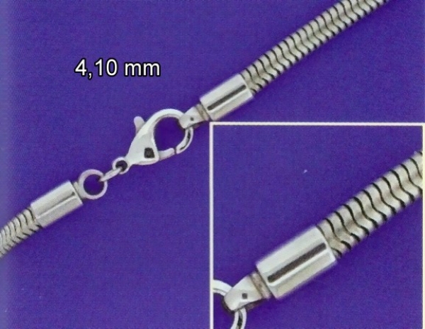 Edelstahlkette Schlangen Collier mit Karabinerverschluss 4.1 mm