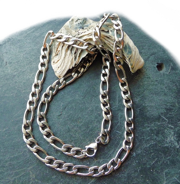 Kette Collier Edelstahl Figaro 7,3mm 60cm