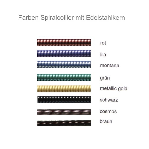 Exklusives Edelstahl Spiralcollier farbig 1,8mm mit Krokodilverschluss