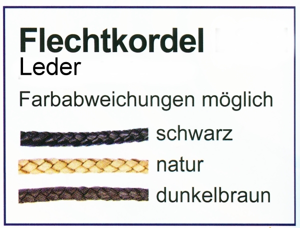 Lederband 3-6mm geflochten mit 925 Silber Bajonett