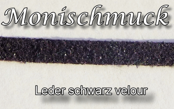 Lederband Collier velour schwarz 3mm 45+5cm