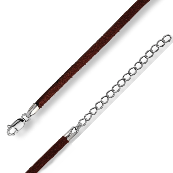 Lederband Collier velour braun 3mm 45+5cm