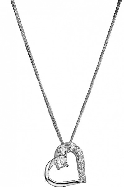 Collier Kette mit Herz 14x12 Zirkonia Silber 925 40+5cm