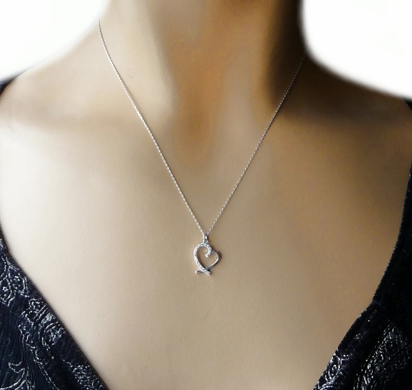 Collier Kette mit Herz Zirkonia Silber 925 45cm